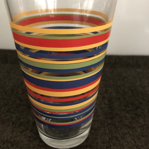 2 VINTAGE LIBBEY FIESTA MAMBO STRIPED TUMBLER DRINKING GLASSES • 6” High • 16 oz - Picture 6 of 11