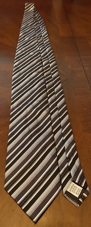 Corbata Geoffrey Beene Negra Gris Hecha a Mano 100% Seda Para Hombre Hecha en China Foto 3 de 4