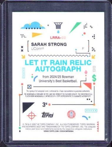 2024-25 Bowman U Best Sarah Strong "Let it Rain" Reliquia Auto - Refractor /75 - Imagen 2 de 2