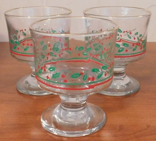 Vintage Arby's Holly Berry Dessert Sherbet Gläser 3er Set - Bild 1 von 3