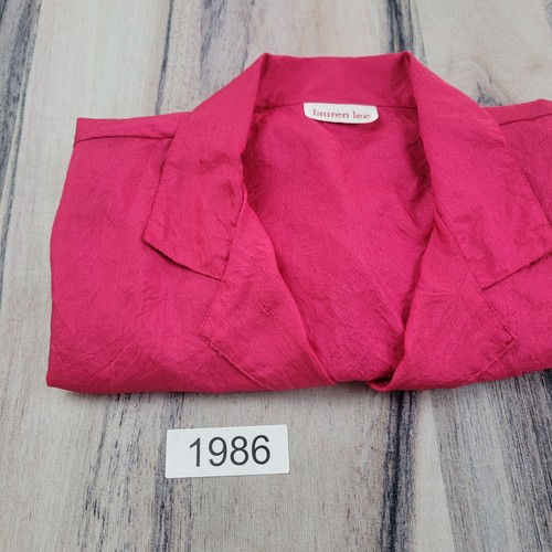 Lauren Lee Blouse Womens Pink Satin XL Button Boxy Camp Shirt Pockets Vintage - Bild 7 von 7