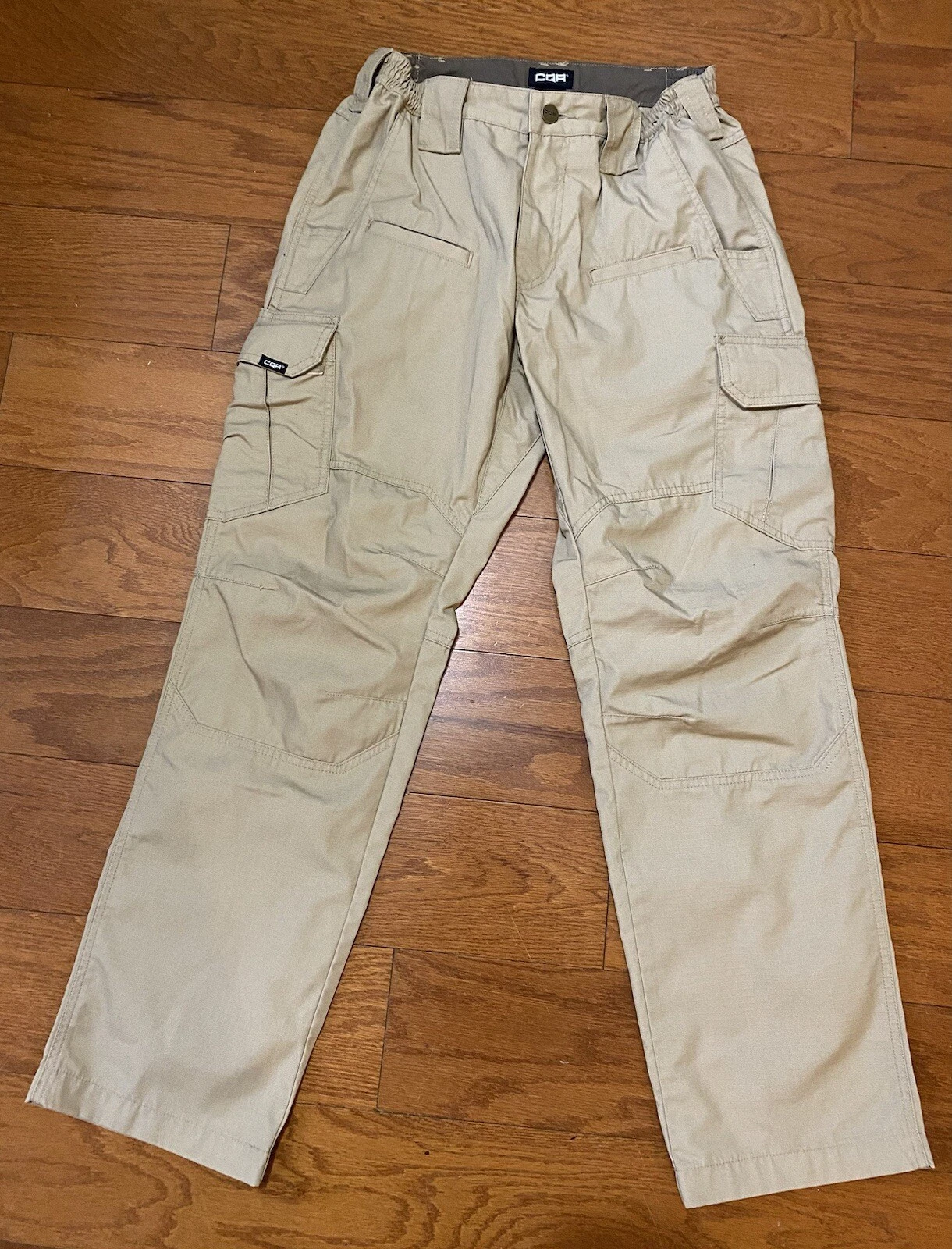 CQR Mens Mid Rise Straight Leg Lightweight Khaki Tactical Cargo Pants 30x30