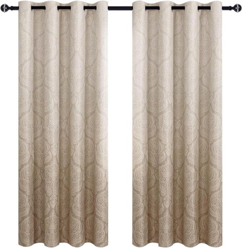 Elegant Ombre Damask Curtains - Energy-Saving Blackout Panels, 52x63'', Set of 2 - Picture 11 of 11