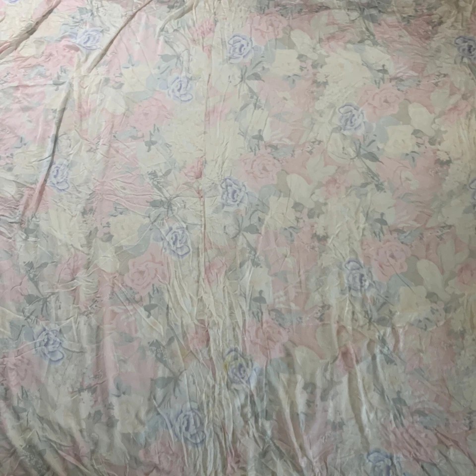 "Funda nórdica vintage de seda floral pastel aproximadamente 79x71""" Foto 2 de 4