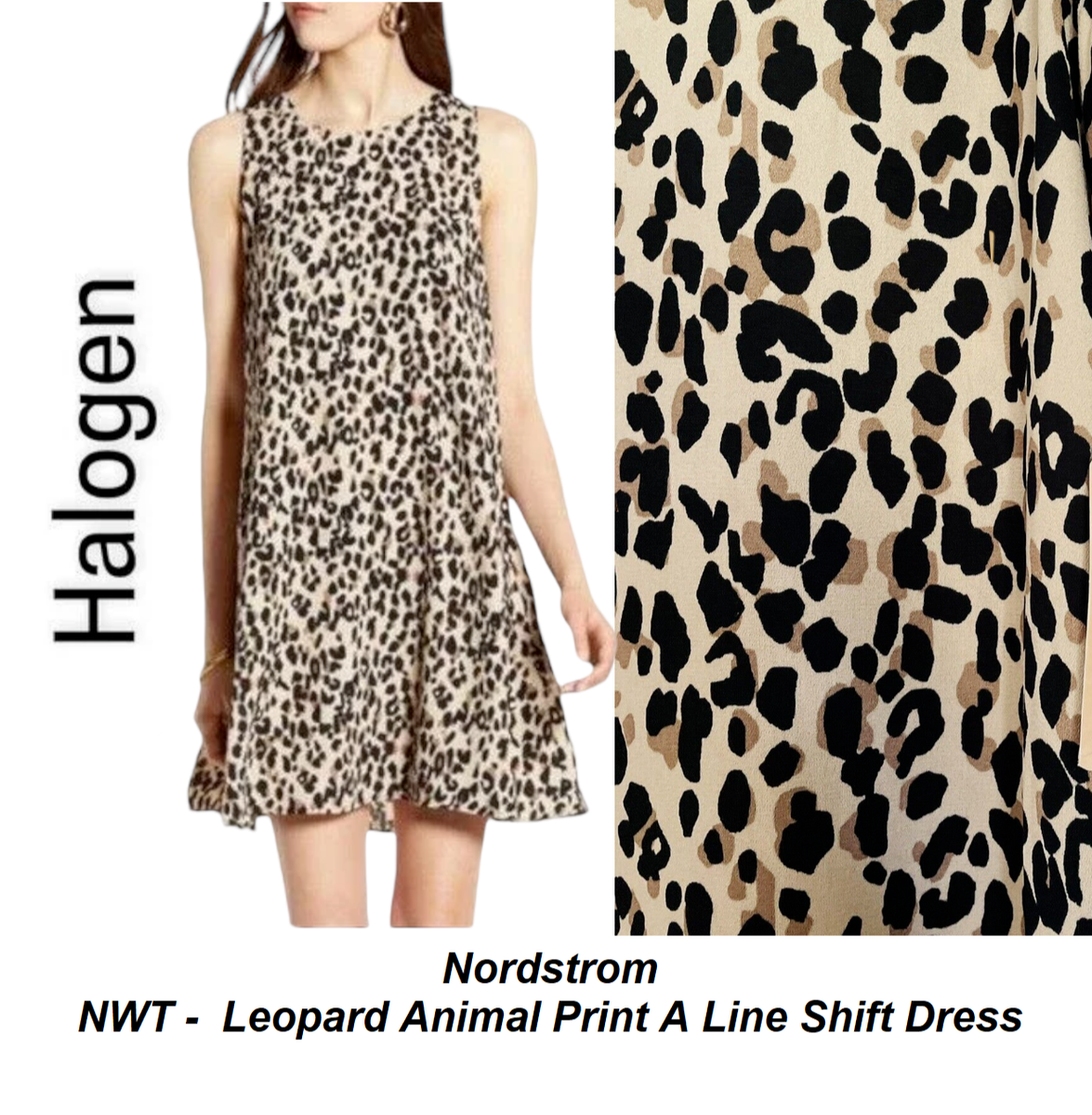 NEW $59 Nordstrom Halogen Leopard Animal Print A-Line Shift NEW $59 Nordstrom Halogen Leopard Animal Print A-Line Shift