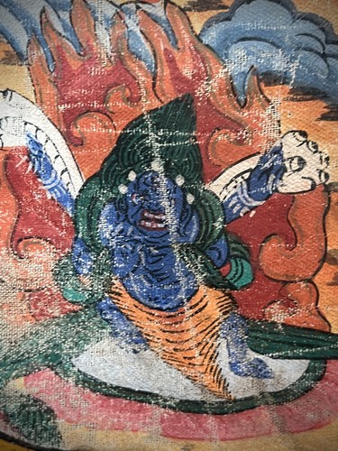 ANTIKE TIBETISCHE BUDDHISTISCHE THANGKA BLAU MAHAKALA TANTRISCHE BUDDHISTISCHE BESCHÜTZERGOTTHEIT - Bild 15 von 18