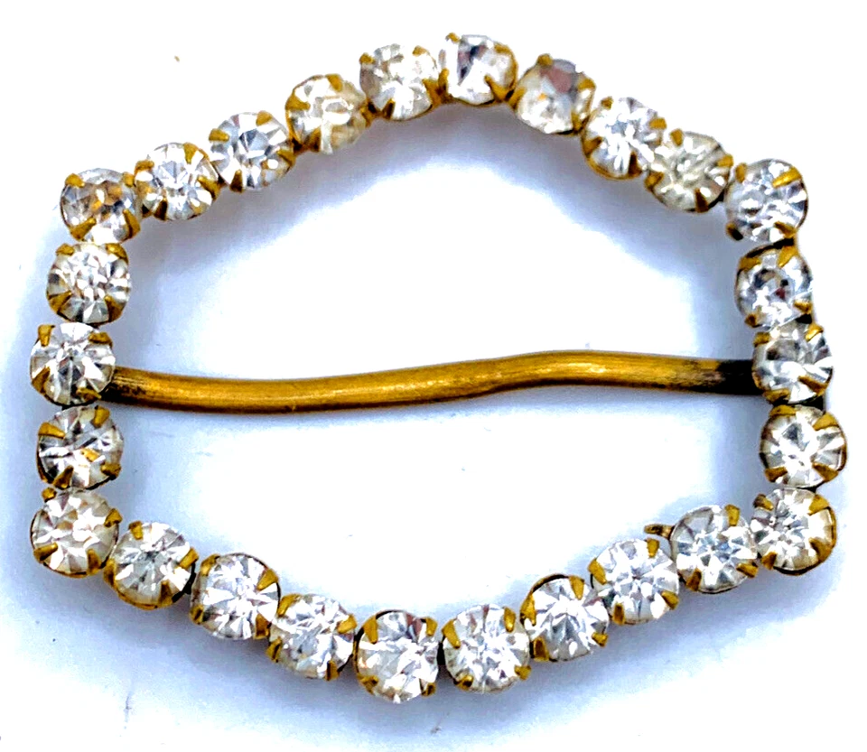 De colección Antiguo Art Deco Diamantes de Imitación Cinturón Hebilla Faja Diapositiva "Hecho en Checoslovaquia" Foto 2 de 4