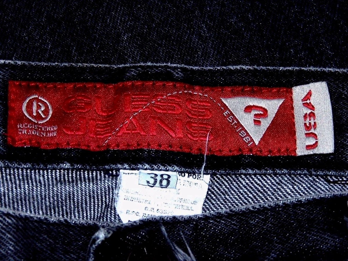Vintage GUESS JEANS USA red tag denim jeans 38 black fade