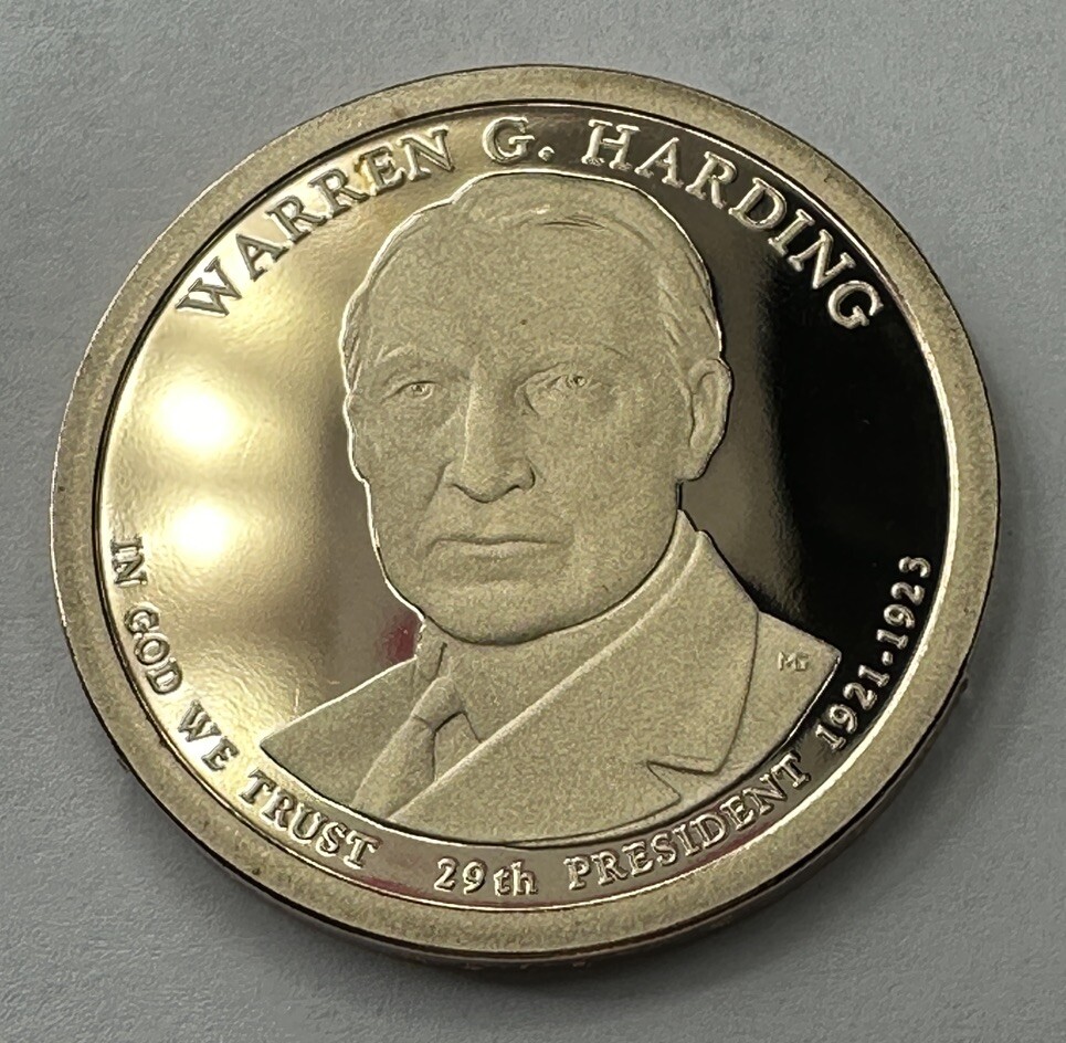 2014-S Warren G. Harding PROOF Presidential $1 Dollar Coin. Shiny