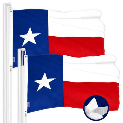 NEW G128 Texas Flag 2-Pack 1x1.5 FT Lone Star State Embroidered 300D Polyester