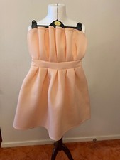 Apricot Strapless Peplum Dress