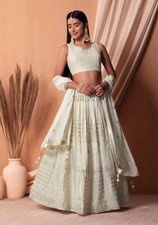 Beautiful White Color Georgette Lehenga Choli With Dupatta For Reception
