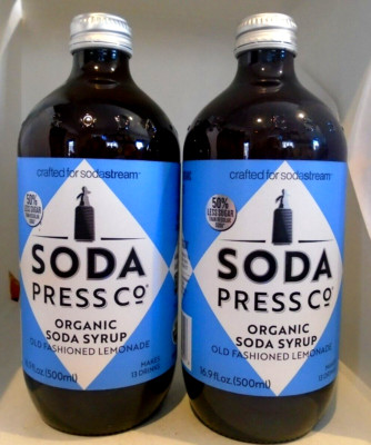SODA PRESS Organic Soda Syrup LEMONADE Crafted for Sodastream 16.9 2-pack