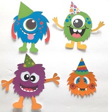 3D Birthday Celebration Party Cute Monsters Scrapbook Card Embellishment 3982