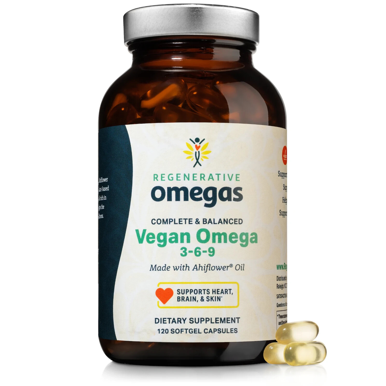 Regenerative Omegas 3-6-9 Plant Based Complete and Balanced 120 Softgel Capsules