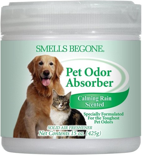 2-Pck SMELLS BEGONE Pet Odor Absorber Gel 15oz Calming Rain Scent Air Freshen NW - Picture 2 of 6
