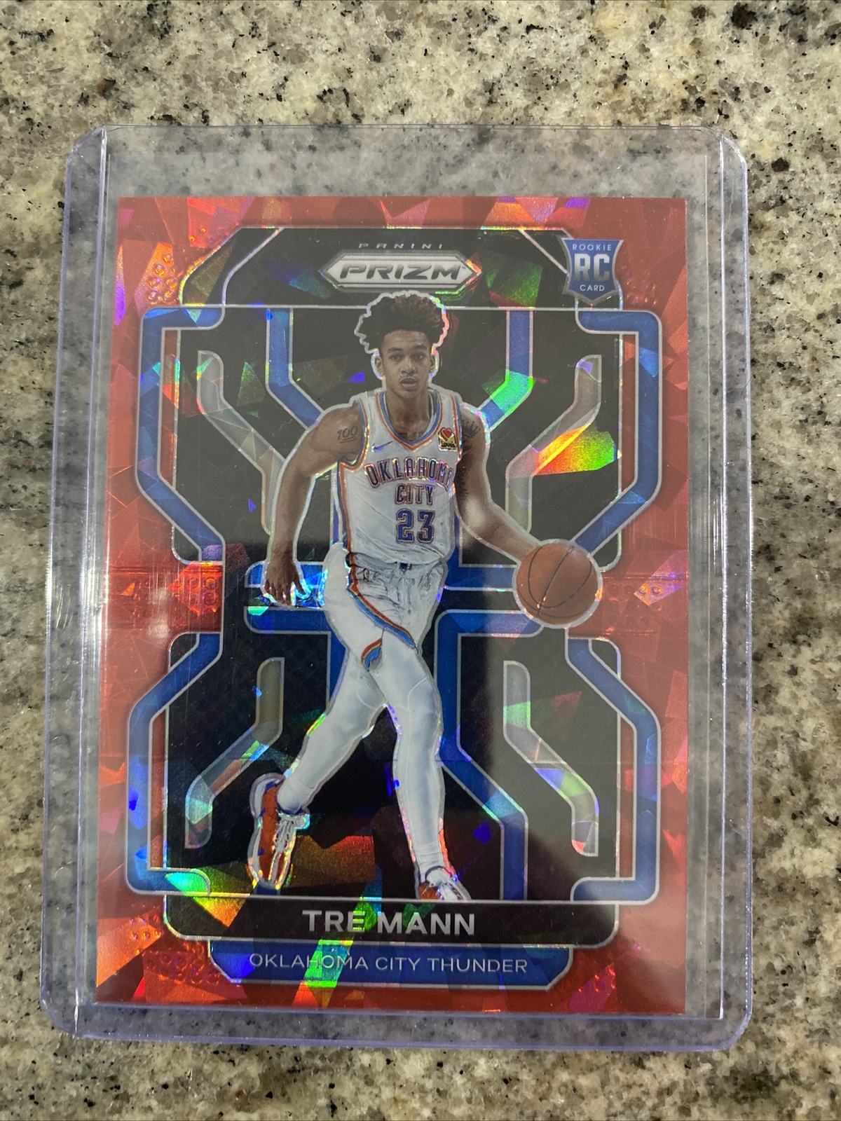 2021-22 Panini Prizm ROOKIE Tre Mann Red Cracked Ice #274 Oklahoma City Thunder