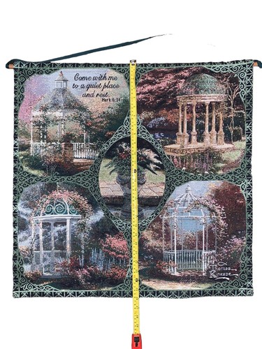 Thomas Kinkade Wall Hanging Tapestry Garden Gazebos 27” X 27” Fabric USA Dowel - Picture 4 of 6