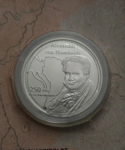 PERÚ: 250 Años NACIMIENTO ALEXANDER VON HUMBOLDT PLATA 925 PROFFOR - Picture 3 of 5