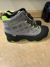 MERRELL Thermoshiver 2 Grey Black Lime Green Waterproof Winter Boots NEW Boys 5