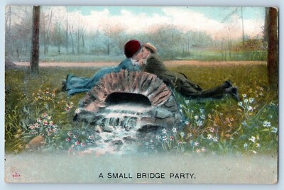 Romance Postcard Couple Kissing A Small Bridge Party Magnolia MN Bamforth 1910