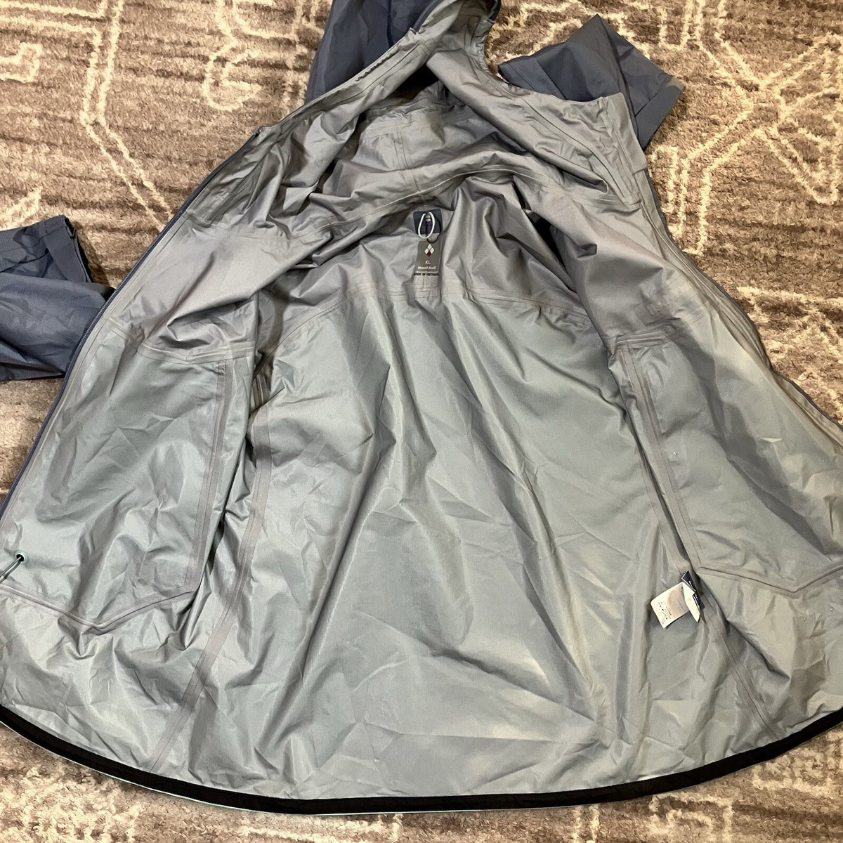 MontBell Thunder Pass Rain Jacket Storm Grey Ocean Wave Women Sz