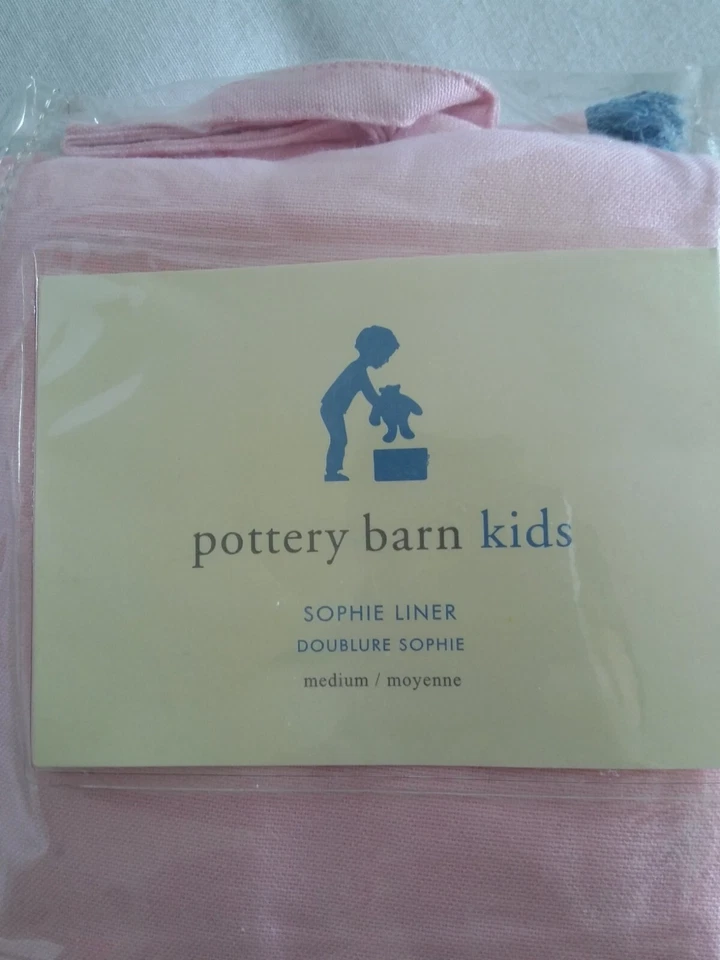 Pottery Barn Kids Sophie Medium Basket Liner Pink with Blue Butterflies New Foto 4 de 4