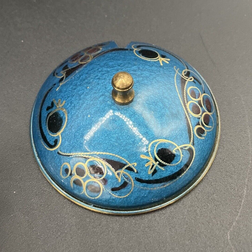 Set of 2 Brass Ornate Enamel Condiment Jars with Spoons and Under Tray - Israel - Picture 6 of 12