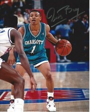 CHARLOTTE HORNETS LEGEND MUGGSY BOGUES SIGNED 8x10 PHOTO 3 w/COA WAKE FOREST