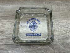 Vintage Saint Augustine’s College Square Clear Glass Ashtray