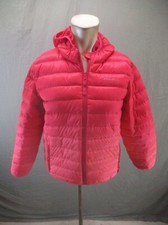 Eddie Bauer Size L 14-16 Girls Red Duck Down Full Zip Pocket Puffer Jacket 992