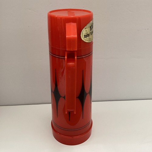 Vtg Aladdin Red Black Diamond Vacuum Thermos 1 Pint with Mug Astro Nashville USA - Picture 6 of 14