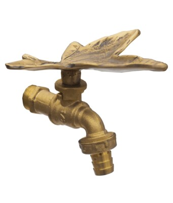#ad Brass Garden Tap Faucet LEAF Spigot Vintage Water Home Yard Decor Living Outdoor $64.99