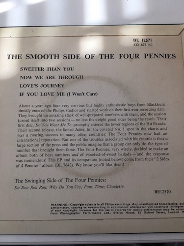 The Four Pennies - The Smooth Side Of... - 7" VINYL - Very Good Condition - Picture 2 of 2