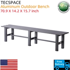 TECSPACE 70.9x14.2x15.7 inch Black Aluminum Outdoor Bench for Park Garden Patio
