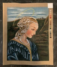 Vintage "Madonna" Painted Needlepoint Tapestry  Canvas 19.5x16  Canvas Only