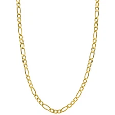 Real Solid 1/20 14K Yellow Gold Figaro Link Chain Necklace 20 Inch 3mm Men Women