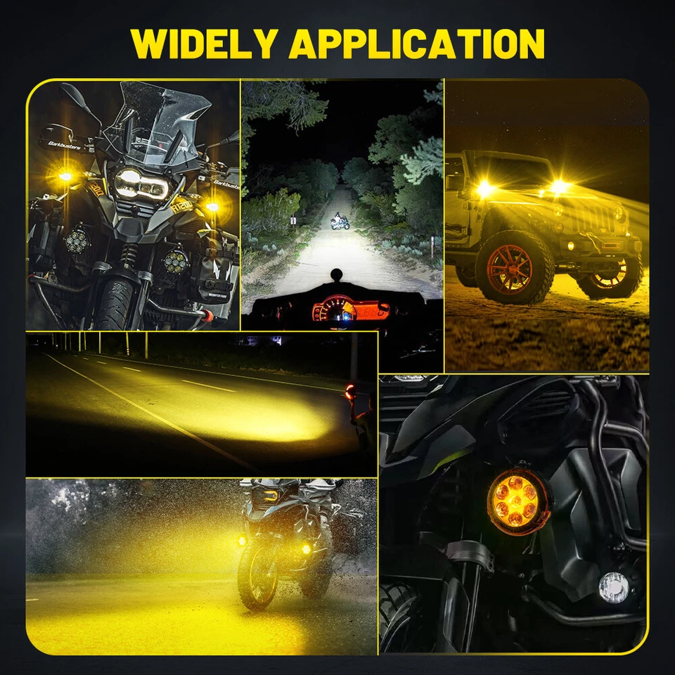 2 x Faros Antiniebla Auxiliares Blanco+Amarillo 4.6" Moto Trabajo Faros 80W Foto 4 de 4