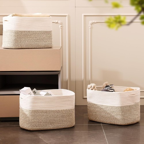 Baskets For Organizing Cotton Rope Baskets For Shelves 12 Decorative Woven Bask - Picture 6 of 7