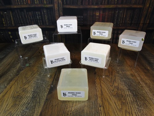 Lot of 7 ASSORTED & SEALED - BRAMBLE BERRY SOAP BASE - Goat's Milk, Clear, White