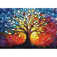 Puzzles for Adults 1000 Pieces Stained Glass Tree of Life Puzzle for Adults Colo