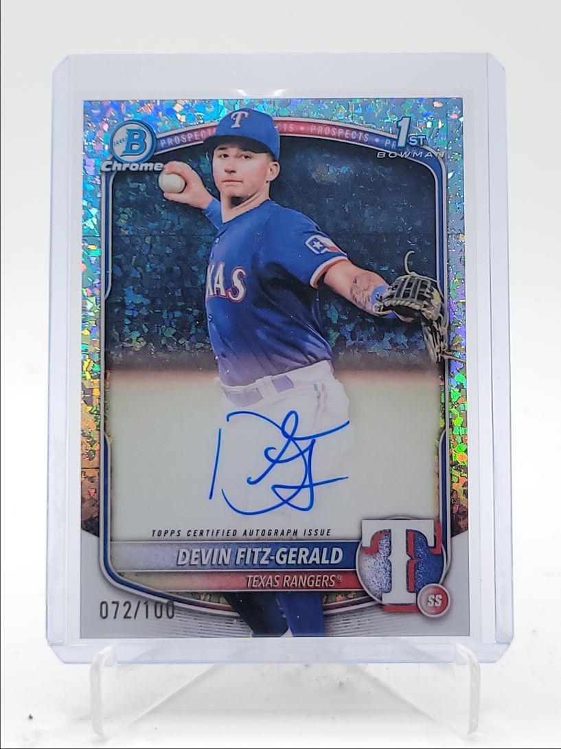 DEVIN FITZ-GERALD 2025 BOWMAN CHROME 1ST MINI DIAMOND AUTO /100 Q5670
