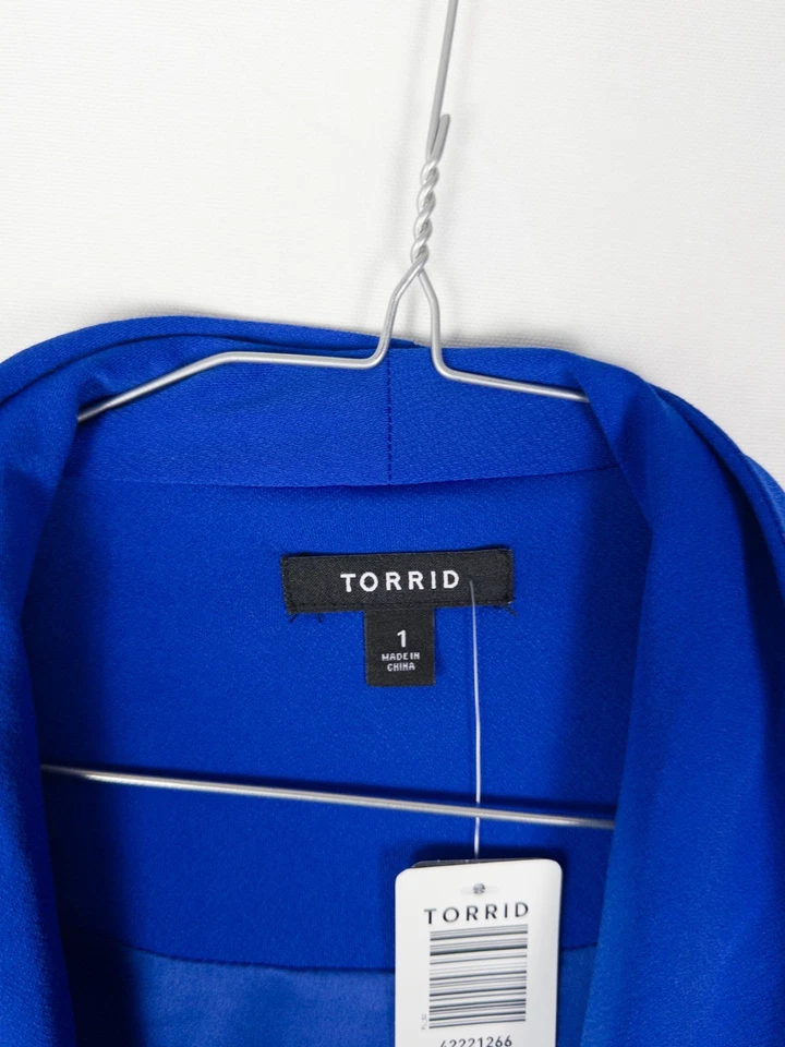 Blazer Azul XL Frente Abierto Manga Larga Nuevo con Etiquetas Torrid Light Creped Manga Larga Foto 4 de 4
