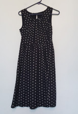 Talbots Womens 2 A Line Mini Dress Black Polka Dot Pleated Party Career Office
