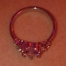 Silver Tone Stainless Steel Heart Pink Stone ...