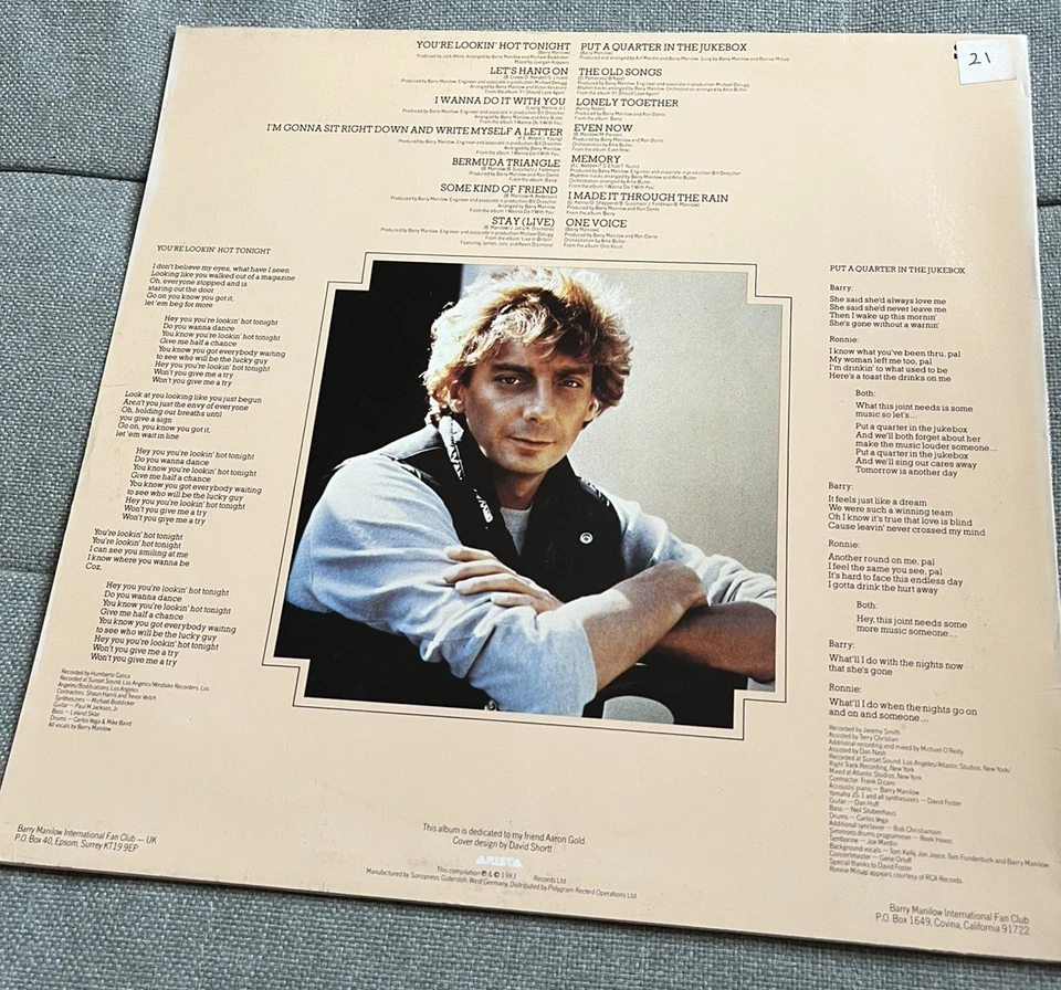 Barry Manilow A Touch More Magic Original 1983 Arista Vinyl LP Bermuda Triangle - Image 2 of 4
