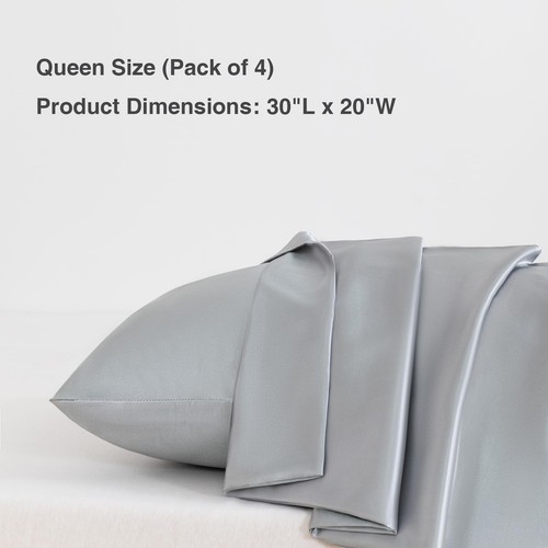 4 Pack Queen Satin Pillowcase for Hair and Skin, Satin Pillow Case with Envel... - Picture 2 of 6