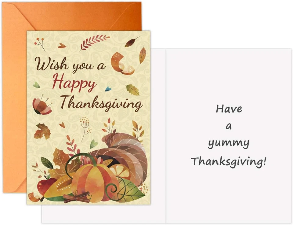 12 Thanksgiving Greeting Cards Thanksgiving Cards with Envelopes 5 X 7 for Kids  - Image 4 of 4