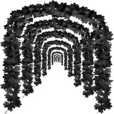 Black Leaf Garland, 12PCS Halloween Artificial Hanging Fall 12 Pcs 