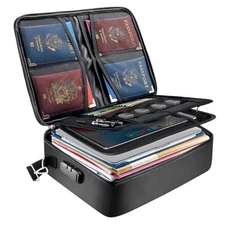  Fireproof Document Box with Lock, Portable Fireproof Document Bag Waterproof 
